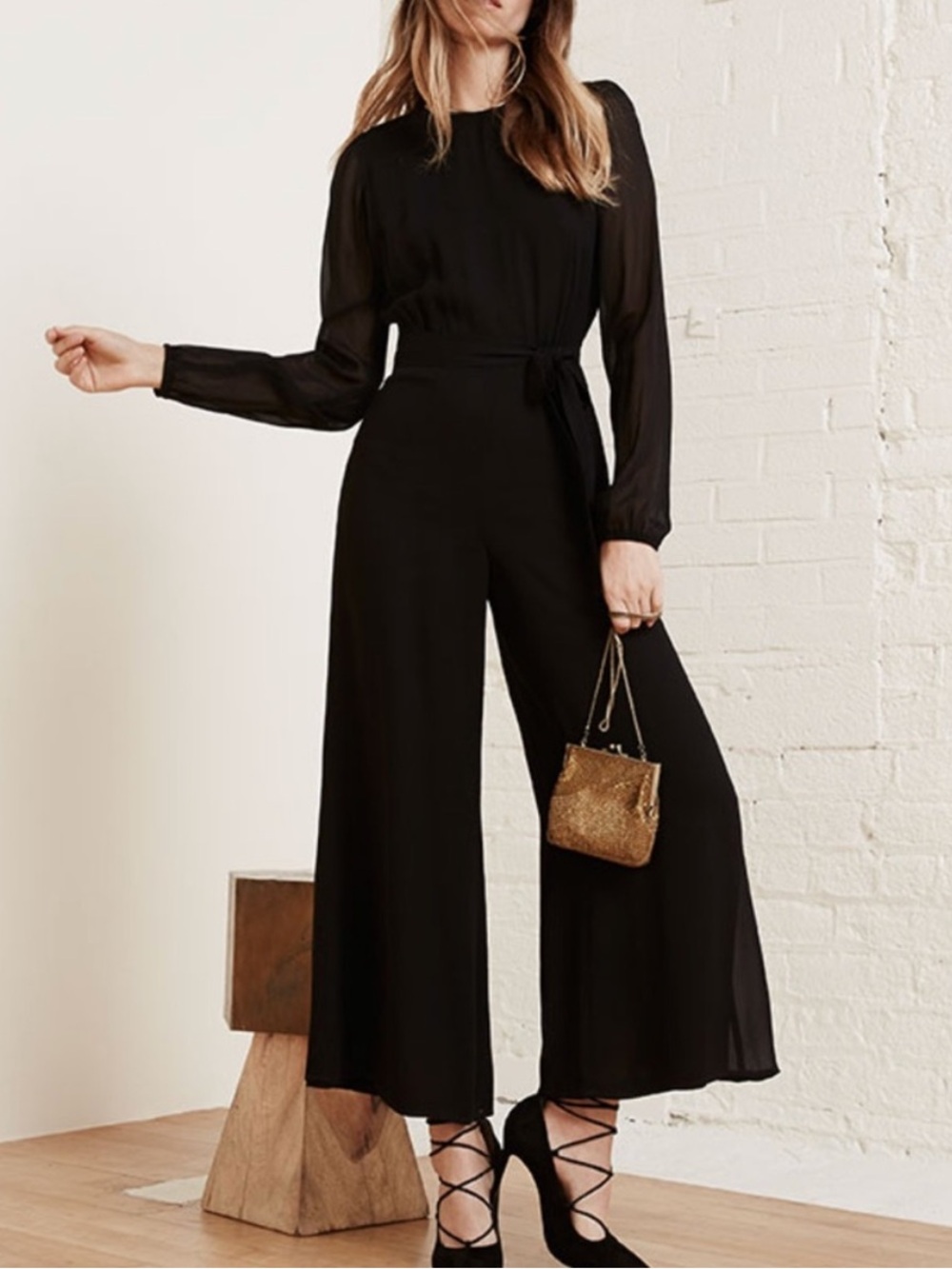 REFORMATION Felipe Jumpsuit in Black Size 0 - Picture 2 of 7